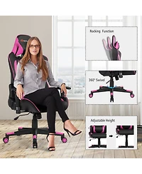 Massage Gaming Chair Reclining Racing w/Lumbar Support