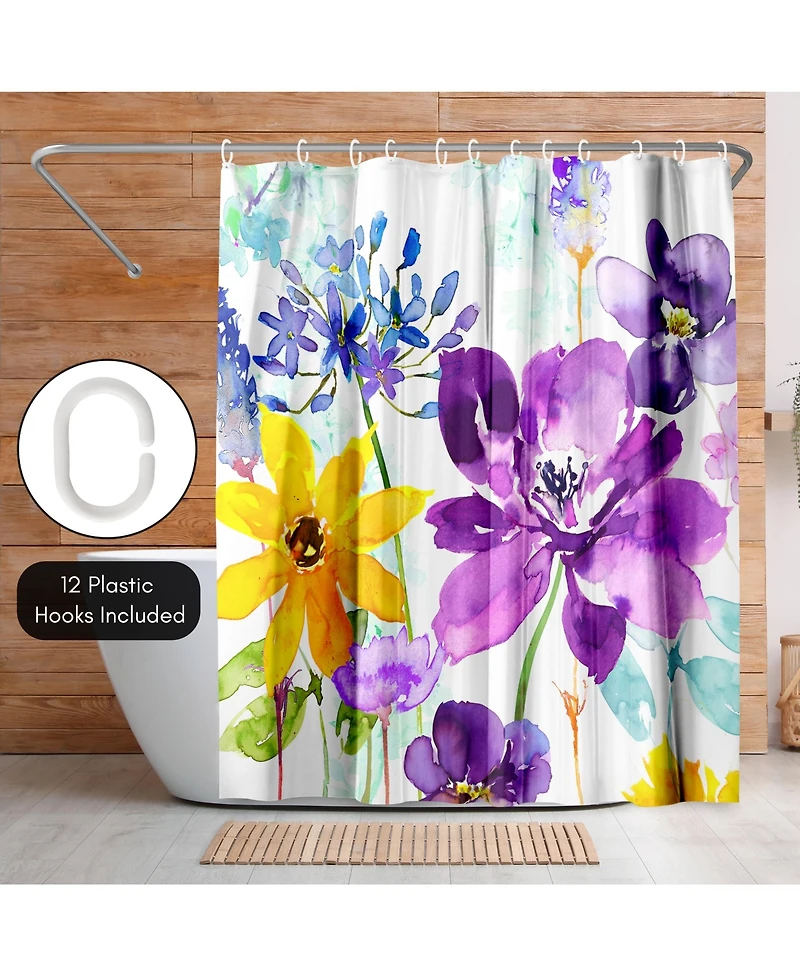 71x74 Botanical Shower Curtain - Floral Shimmer by Harrison Ripley