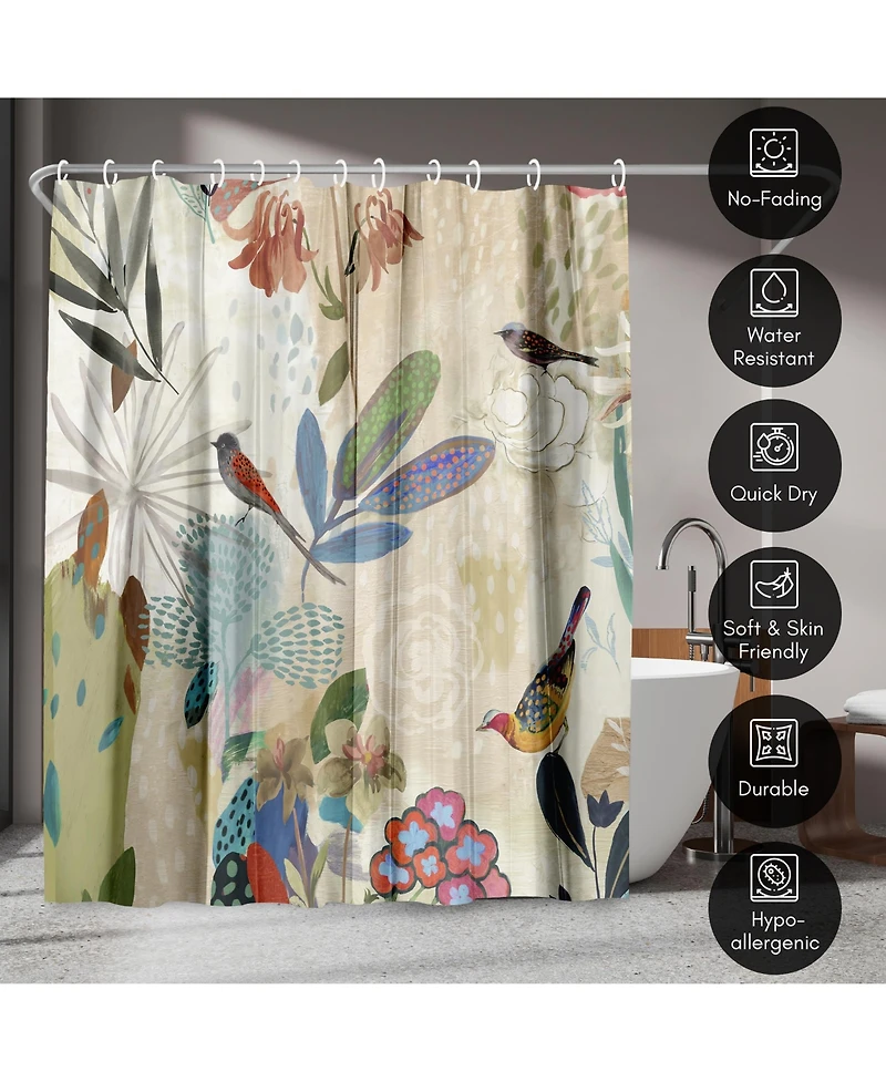 Floral Shower Curtain Where the Passion Flower Grows by Pi Creative Art - Blue