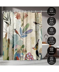 Floral Shower Curtain Where the Passion Flower Grows by Pi Creative Art - Blue