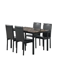 Streamdale Faux Marble Metal Dining Set (5 Pieces)