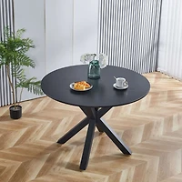 Streamdale Furniture Mid-Century Black Dining Table for 4-6 People