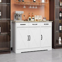 Streamdale White Farmhouse Buffet Cabinet with Drawers and Doors