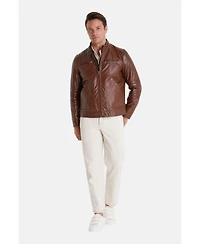 Furniq Uk Men's Brown Leather Jacket, Elephant
