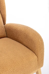 Teddy Fabric Rocking Chair With Packet Wood Legs, Khaki