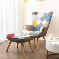 Streamdale Spliced Accent Chair and Ottoman Set