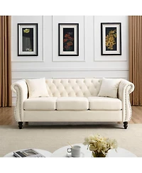 Streamdale Furniture 3-Seater + 3-Seater Combination Sofa.Beige Velvet