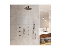 Casainc 3 Functions 12 Inch Wall Mount Thermostatic Shower System with 6 Body Jets