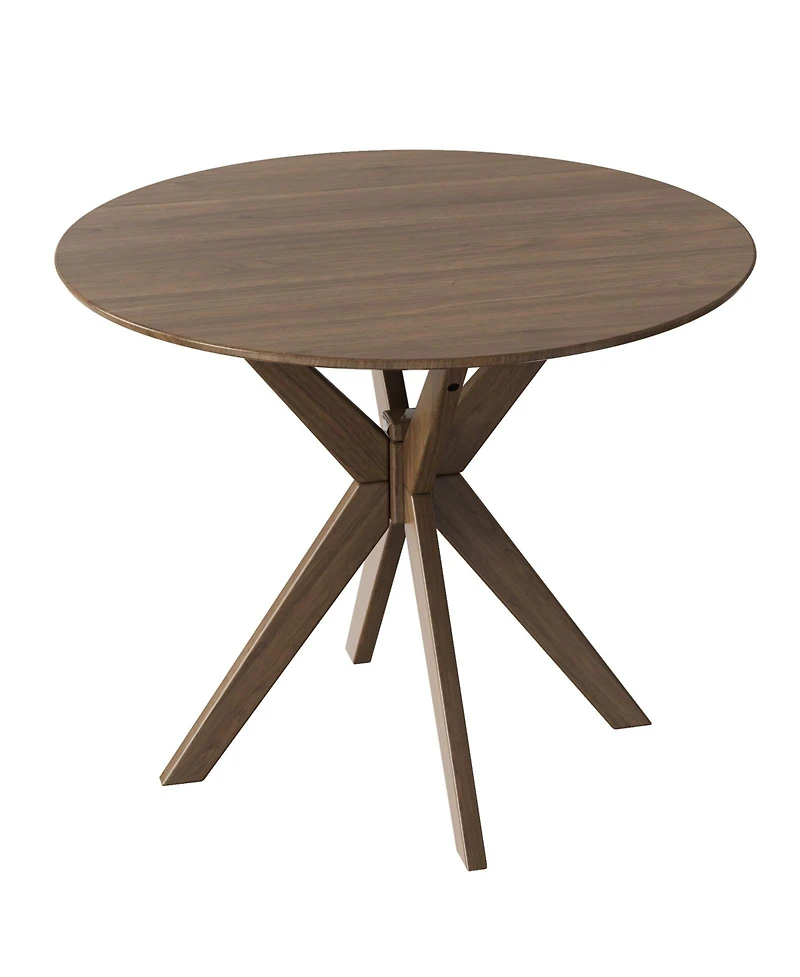 Sugift 36 Inch Round Wood Dining Table with Intersecting Pedestal Base