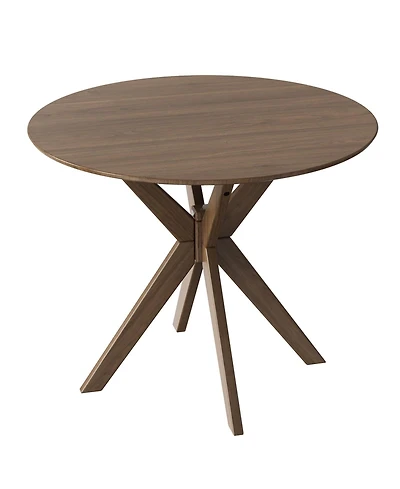 Sugift 36 Inch Round Wood Dining Table with Intersecting Pedestal Base