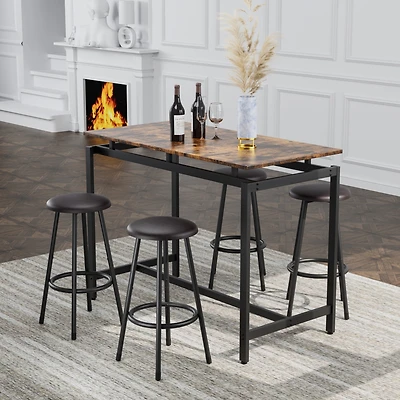 Streamdale Furniture 5-Piece Kitchen Counter Height Table Set, Bar Table With 4 Stools