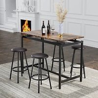 Streamdale Furniture 5-Piece Kitchen Counter Height Table Set, Bar Table With 4 Stools
