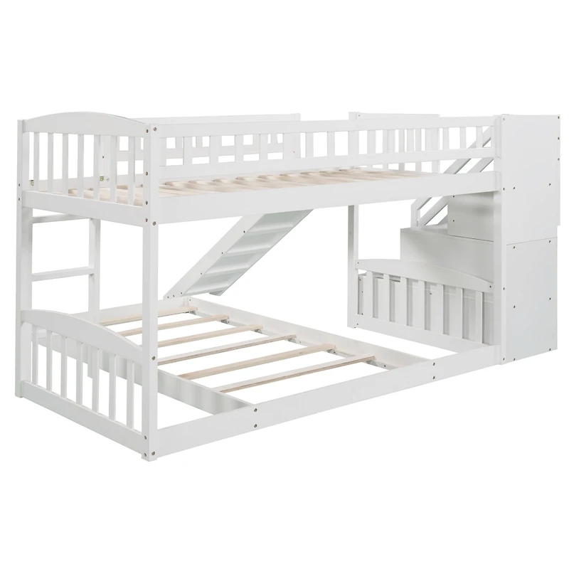 Streamdale Stairway Twin over Twin Bunk Bed with Two Drawers and Slide