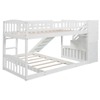 Streamdale Stairway Twin over Twin Bunk Bed with Two Drawers and Slide