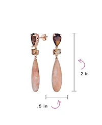 Bling Jewelry Linear Multi Color Black Onyx Blue Natural Turquoise Navy Sodalite Rose Quartz Chandelier Elongated Long Teardrop Dangling Earrings