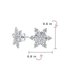 Bling Jewelry Holiday Party Art Deco Style Christmas Frozen Winter Cubic Zirconia Encrusted Cz Snowflake Stud Earrings Sterling Silver
