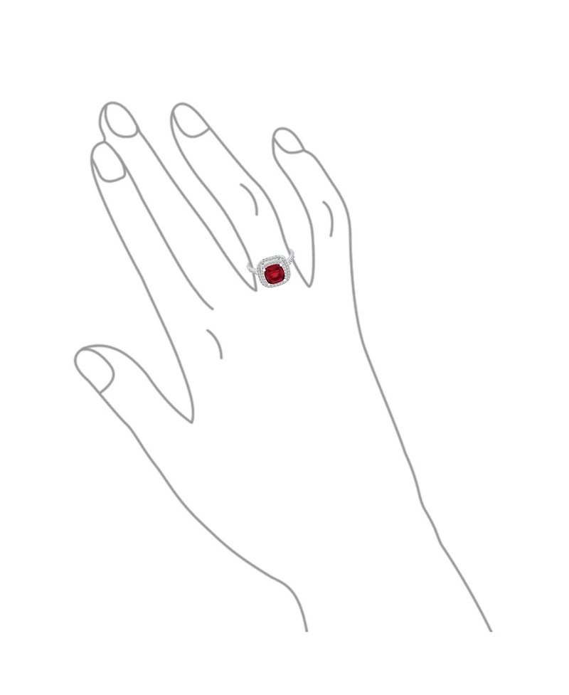 Bling Jewelry Large Fashion Solitaire Cubic Zirconia Pave Cz Cushion Cut Red Art Deco Style Cocktail Statement Ring Silver Plated