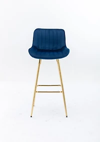 Streamdale Golden Velvet Bar Stools with Chrome Footrest
