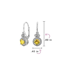 Bling Jewelry Classic Art Deco Style Halo Circle Circlet Solitaire Synthetic Stones Drop Earrings .925 Sterling Silver