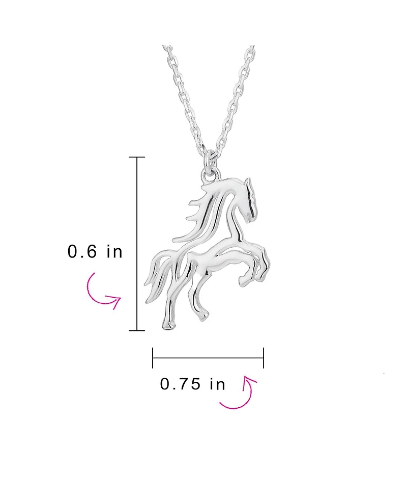 Bling Jewelry Cowgirl Equestrian Galloping Thoroughbred Horse Pendant Necklace Oxidized Sterling Silver