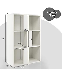3-Tier 6 Cube White Freestanding Bookcase with Anti-toppling Device