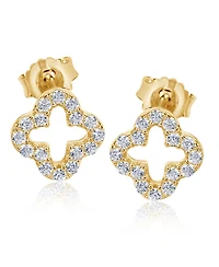 Suzy Levian Sterling Silver Cubic Zirconia Mini Clover Stud Earrings