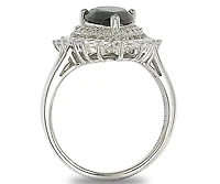 Suzy Levian Sterling Silver Cubic Zirconia Pear Cut Cluster Halo Ring