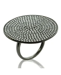 Suzy Levian Cubic Zirconia Sterling Silver Pave Round Medallion Ring