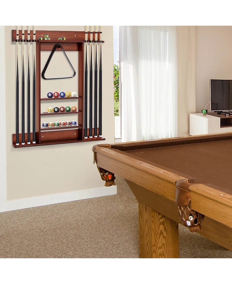 Sugift Wall-mounted Billiards Pool Cue Rack Only