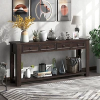 Simplie Fun Console Table/Sofa Table With Storage Drawers And Bottom Shelf For Entryway Hallway