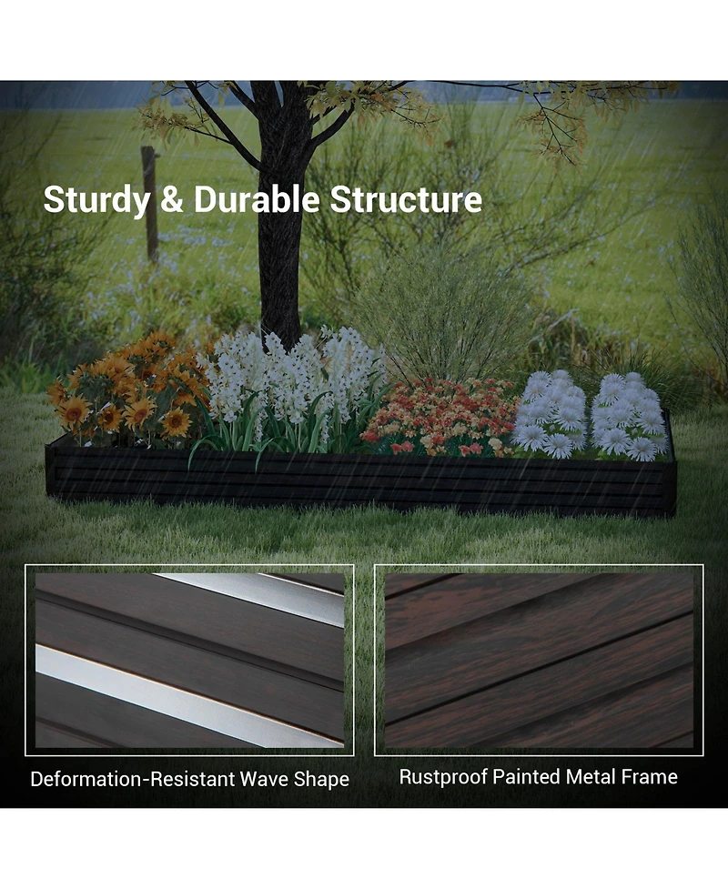 Large Outdoor Metal Planter Box for Vegetable Fruit Herb Flower