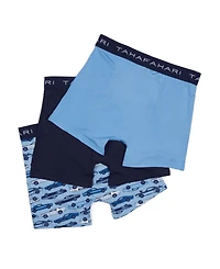 Tahari Boys 3-Pack Printed and Solid Boxer Briefs with Logo Waistband