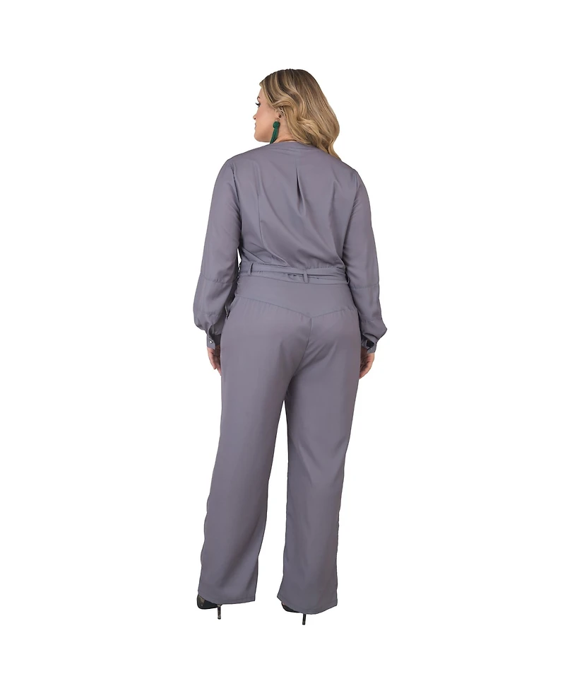 Standards & Practices Plus Long Sleeve Cropped Jumpsuit