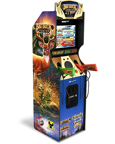 Arcade1Up Big Buck Hunter Pro Deluxe Arcade Machine, 5-Foot Stand-Up Cabinet, 4 Games, 17-Inch Screen, 2 Light Gun Rifle Included