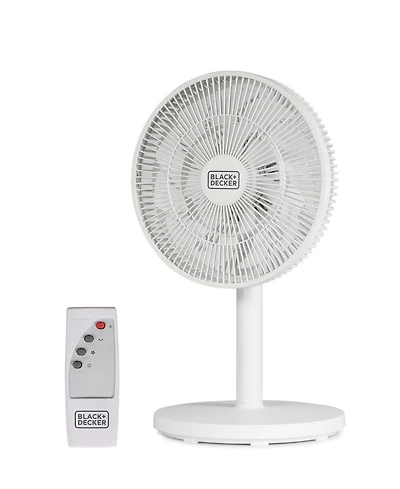 Black+Decker 12-Inch Dual Blade Table Fan with Remote, BFDTD12VW, Desk Fan for Home and Office, Tabletop Fan with 3 Speed Settings, 90-Degree Oscillat
