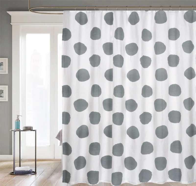 Kate Aurora Contemporary Art Oversized Polka Dots Fabric Shower Curtain