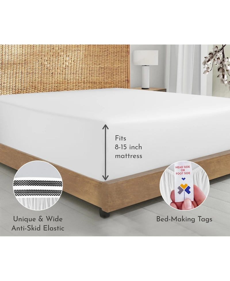 California Design Den 2-Pack 100% Organic Cotton Fitted Sheets only, Percale Gots Certified, Soft & Crisp, Lightweight, Snug-Fit