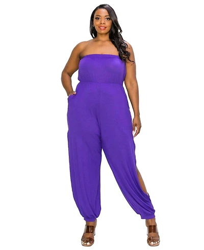 L I V D Plus Size Boucie Sleeveless Jumpsuit w/ Leg Slit
