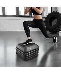 Philosophy Gym Aerobic Exercise Adjustable High Step Platform, with 4 Risers Included - Gray