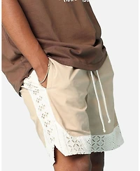 Carre Men's Bandana Lace Shorts - XXXLarge, Beige/Khaki