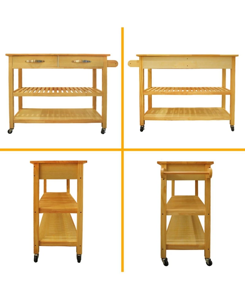 Streamdale Mobile Kitchen Island with Lockable Wheels & Wood Top