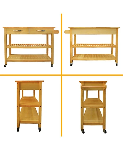Streamdale Mobile Kitchen Island with Lockable Wheels & Wood Top