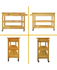 Streamdale Mobile Kitchen Island with Lockable Wheels & Wood Top