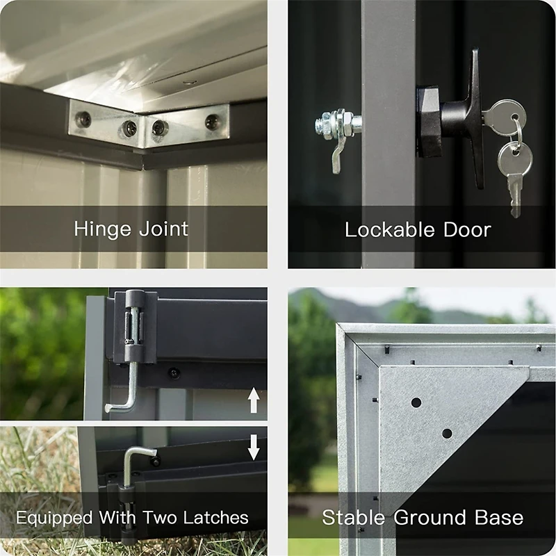 Streamdale Outdoor Metal Storage Shed with Sloping Roof and Lockable Door