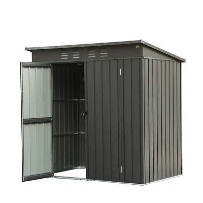 Streamdale Metal Frame Garden Shed, Lockable Door, 5.45x3.69FT, Black