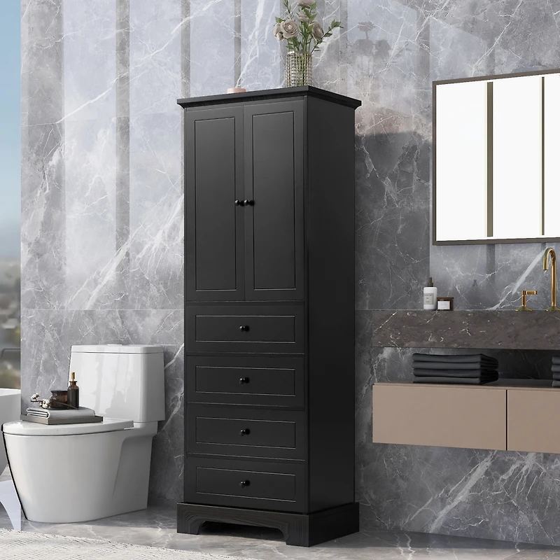 Streamdale Storage Cabinet with 2 Doors, 4 Drawers - Mdf, Painted Finish