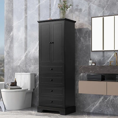 Streamdale Storage Cabinet with 2 Doors, 4 Drawers - Mdf, Painted Finish