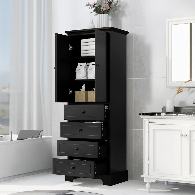 Streamdale Storage Cabinet with 2 Doors, 4 Drawers - Mdf, Painted Finish