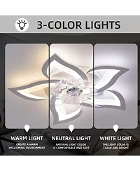 Streamdale Furniture 27In Ceiling Fan With Lights Remote Contro Dimmable Led, 6 Gear Wind Speed Fan Light