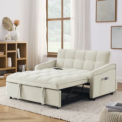 Streamdale Loveseat Sofa Bed with Pull-out, Adjustable Back, Usb Charging